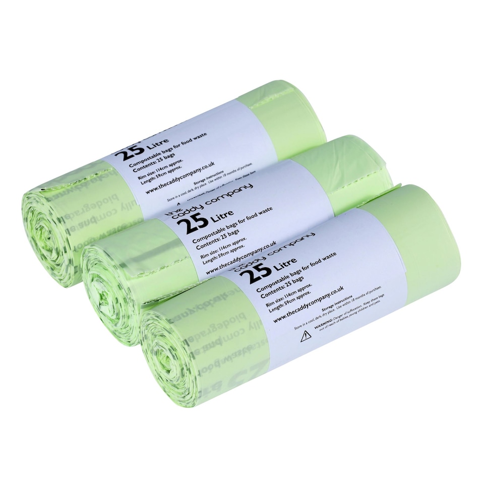 image 1 of The Caddy Company 25 Litre Compostable Food Waste Bin Bags - 3 Rolls