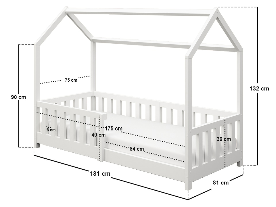image 1 of Flair Explorer Shorty Play House Floor Bed White Wooden