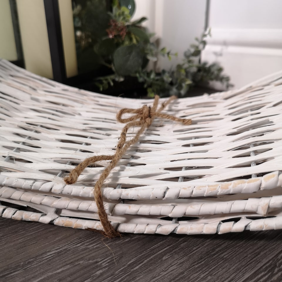 image 1 of 48/70cm Samuel Alexander KD Willow Christmas Tree Skirt Wicker Rattan- Large White Wash