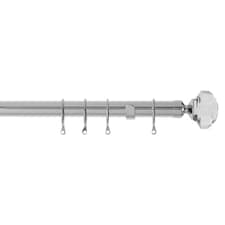 25-28mm Jewel End Chrome Metal Curtain Pole Set 170 - 170cm | Silver | Silver