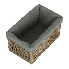 Antique Wash Grey Cotton Grey Lined Willow Storage Baskets Grey | Grey | S
