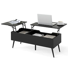 COSTWAY Lift Top Coffee Table w/Storage Compartments Black Black