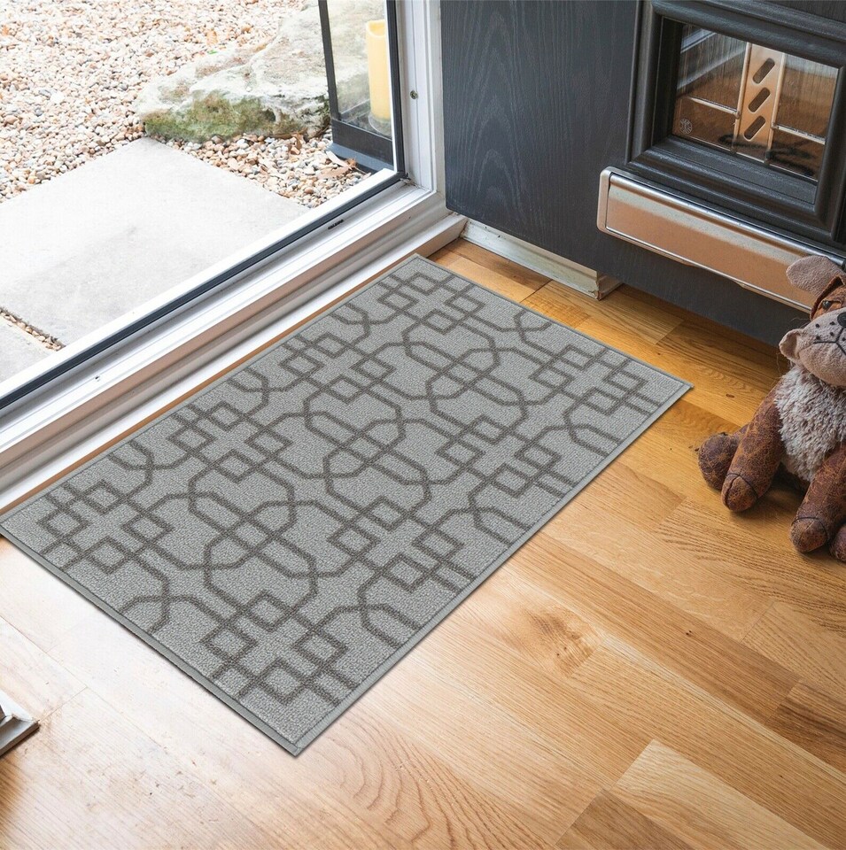 image 1 of Machine Washable Cubed Trellis Design Anti Slip Doormats -