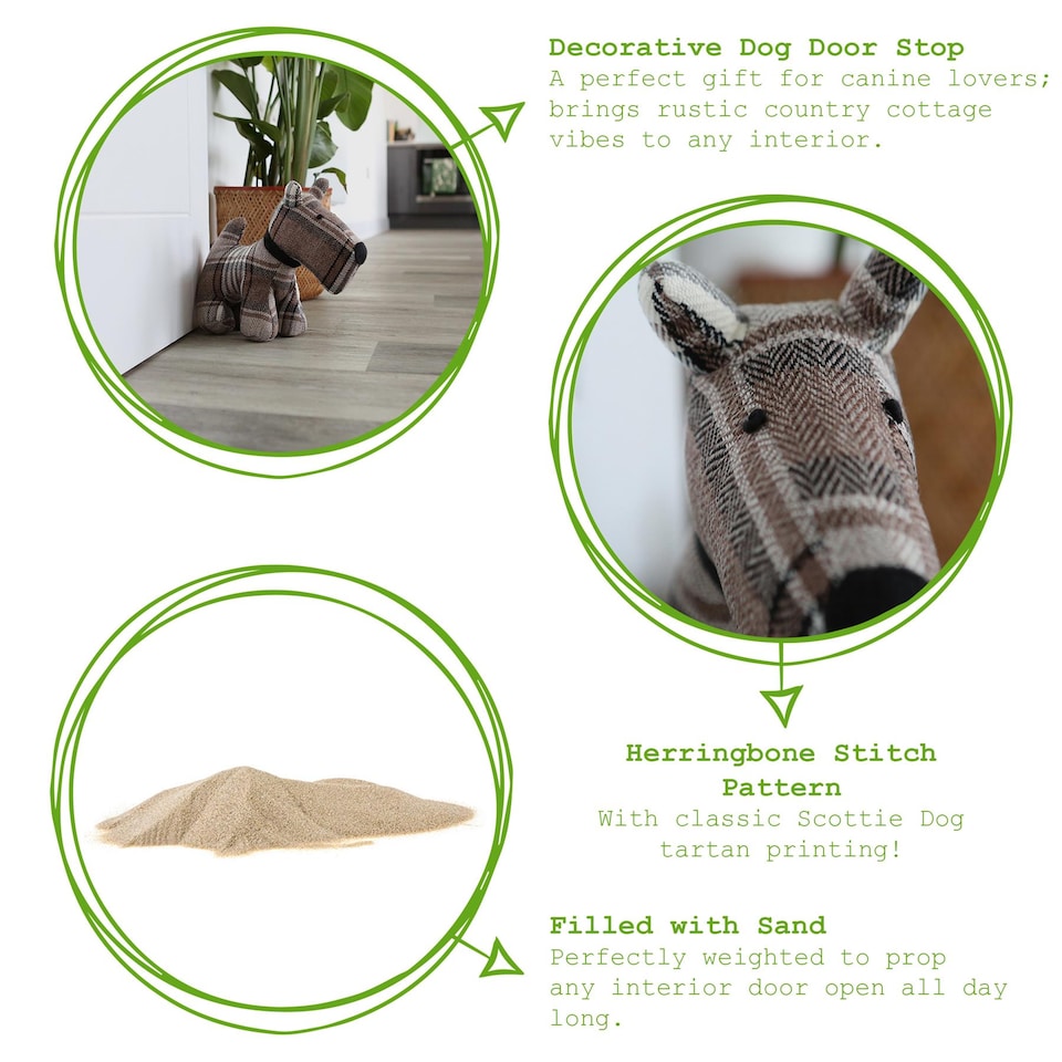 image 1 of Nicola Spring Bentley the Dog Door Stops - 30 x 24cm - Brown - Pack of 2