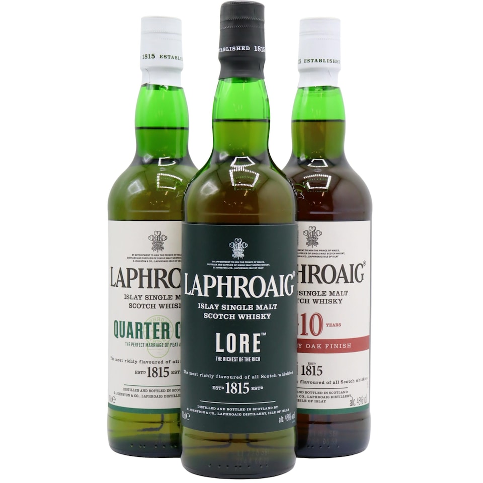 Laphroaig - Lore, Quarter Cask & 10 Sherry Oak Bundle Islay Single Malt Scotch Whisky (3 x 70cl)
