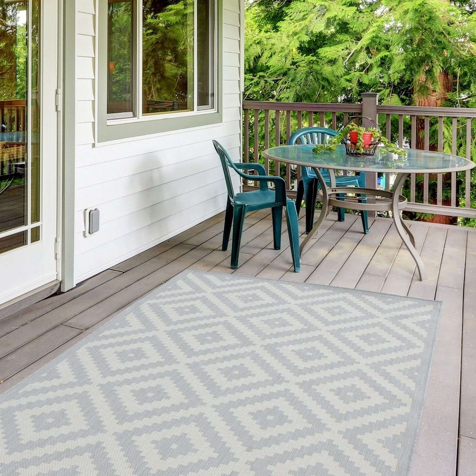 image 1 of The Rugs Outdoor Indoor Diamond Garden Patio Rug Weather Resistant Jet Washable | 100