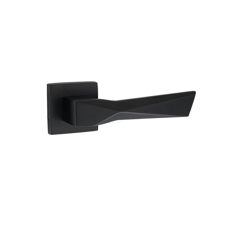 image 1 of Golden Grace 1 Pair Modern Aura Premium Design Door Handles on Square Rose in Matt Black Finish Black