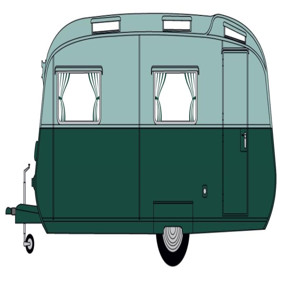 image 1 of Oxford Diecast Carlight Continental Caravan Dark Green/Sage Green