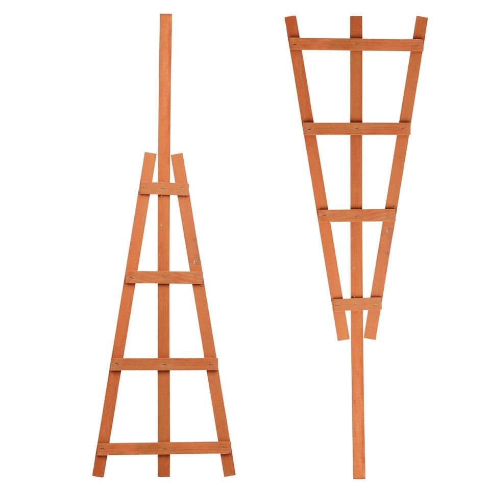 image 1 of Natural Wooden Potted Climbing Garden Plants Trellis Plant Support Frame Balcony | Brown | Brown