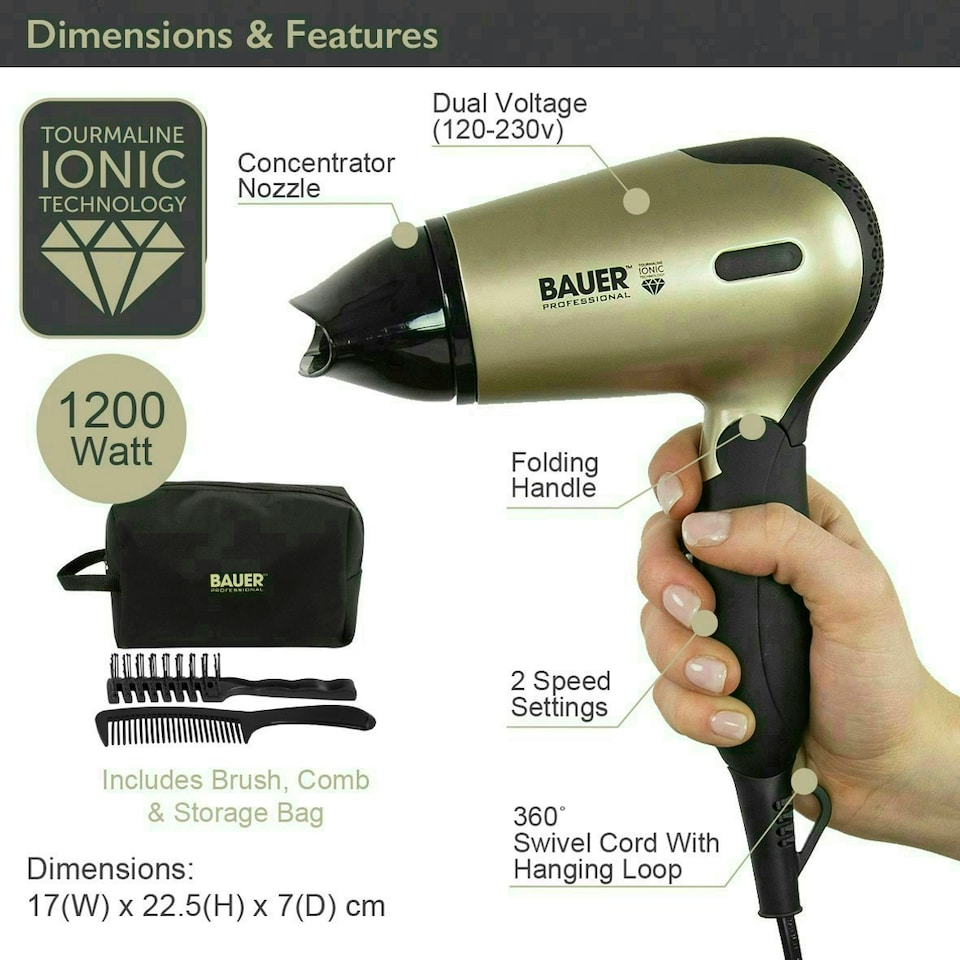 image 1 of Bauer Professional Travel Hair Dryer Set
