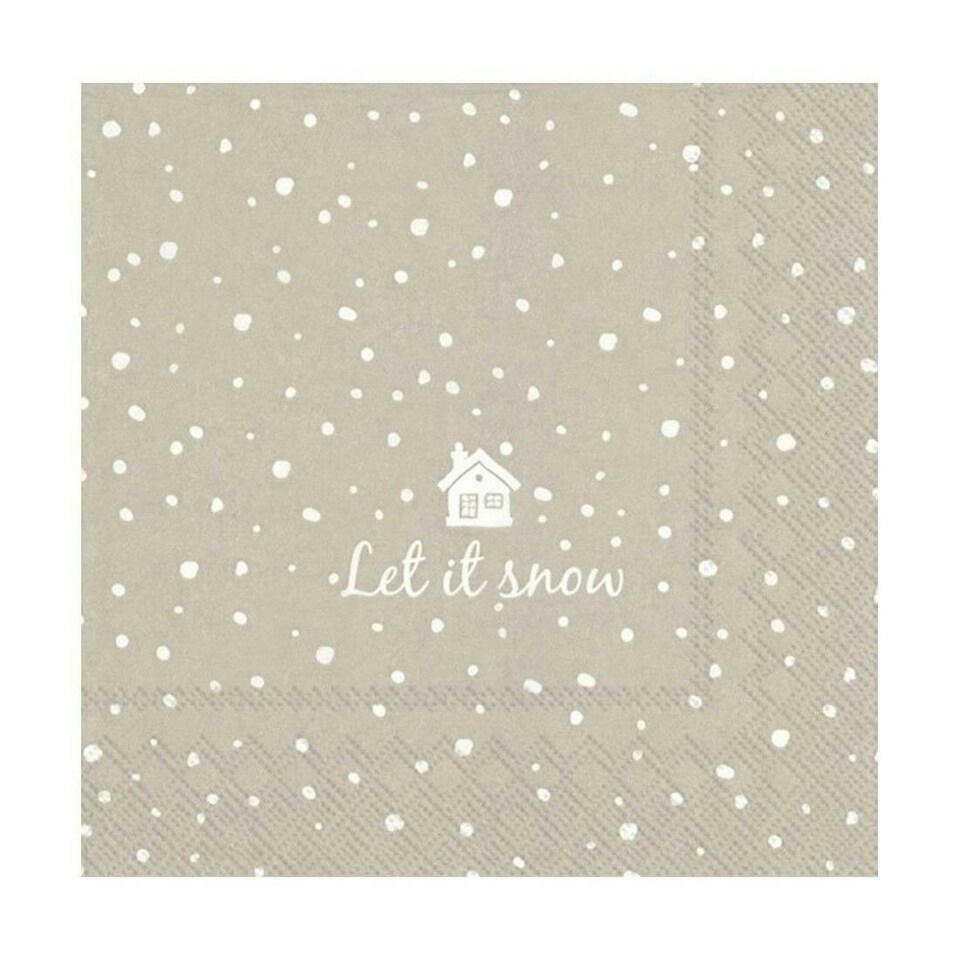 IHR Lunch Napkins Let It Snow Linen    33cm 3ply 20 Pack