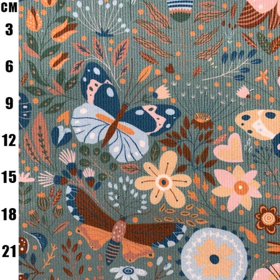Minerva Duckegg Printed Cotton Needlecord Dressmaking Fabric per metre, 145cm / 57" Wide