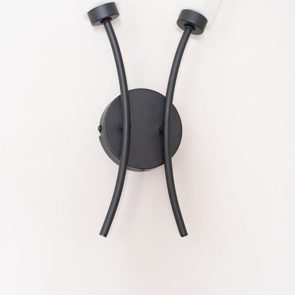 image 1 of ValueLights Maya Matte Black 2 Way Curved Wall Light & Bulbs | Black