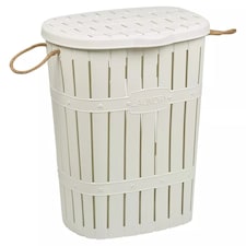 65L Bamboo Look Laundry Basket With Rope | White | 1