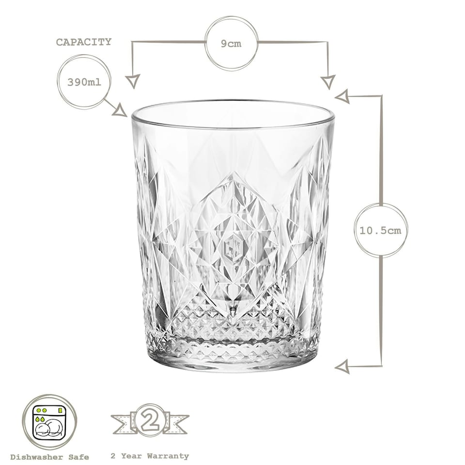 image 1 of Bormioli Rocco Bartender Stone Double Whisky Glasses - 390ml - Pack of 4 Clear