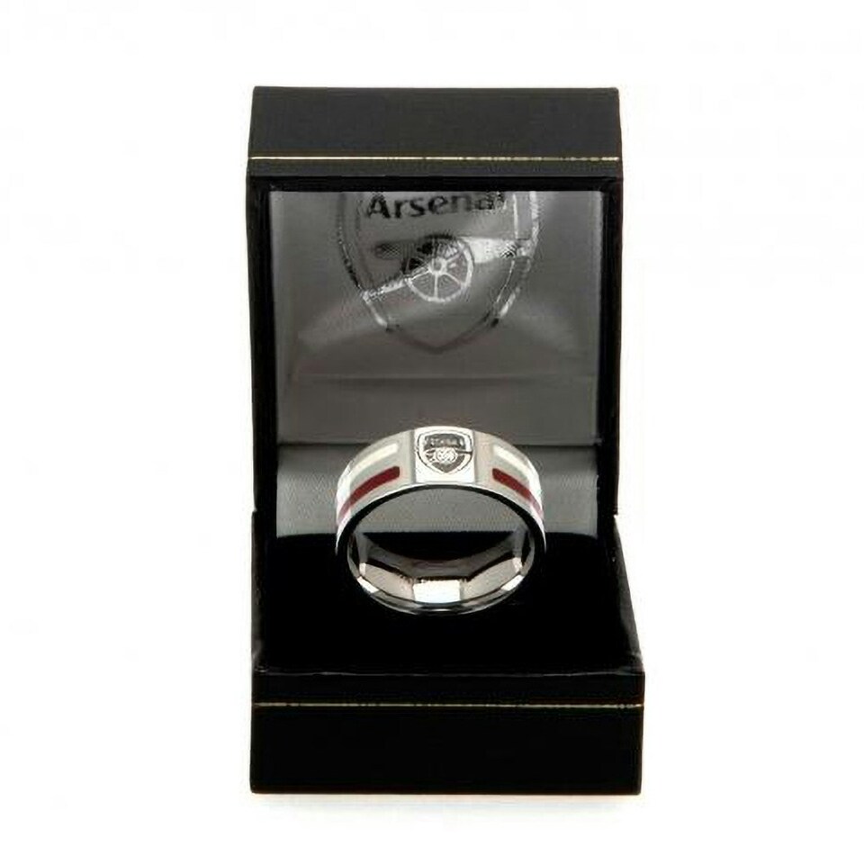 image 1 of Arsenal FC Colour Stripe Ring - Silver/Red/White - Medium