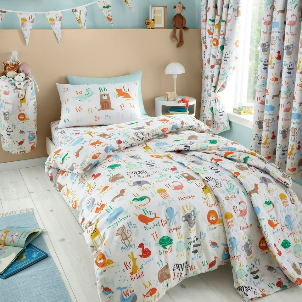 image 1 of Animal Alphabet Double Fitted Sheet