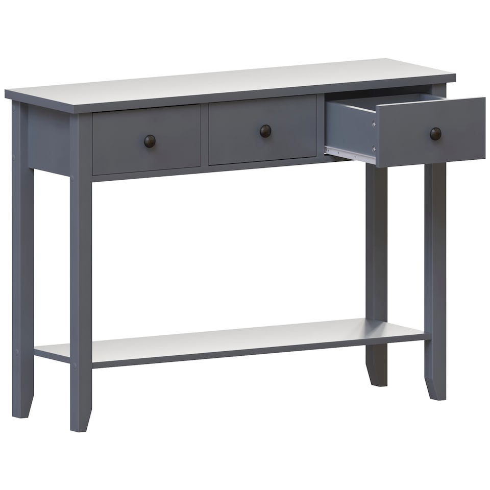 image 1 of Vida Designs Windsor 3 Drawer Console Table With Shelf, Grey