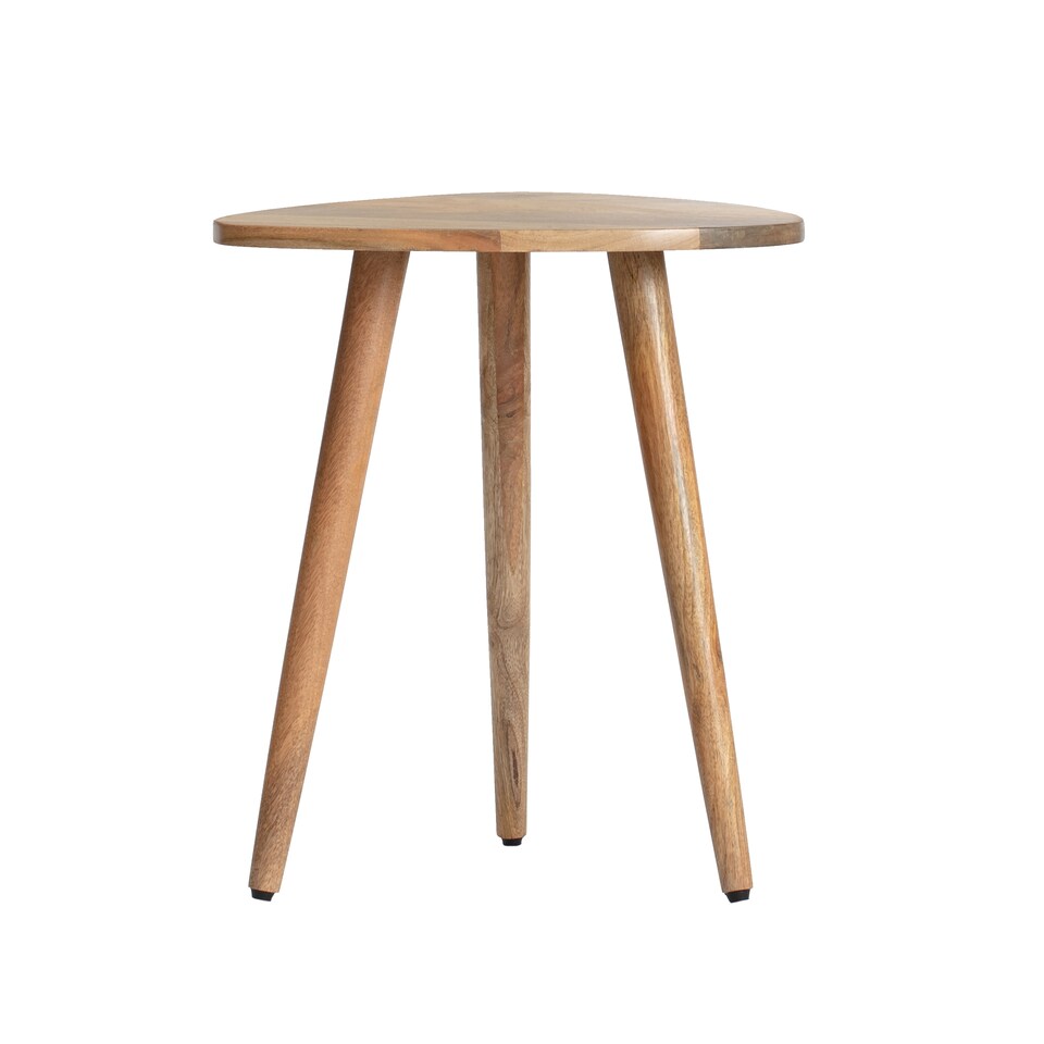 image 1 of MH London Tora Triangle Side Table, Mango Wood End Table with Tripod Legs