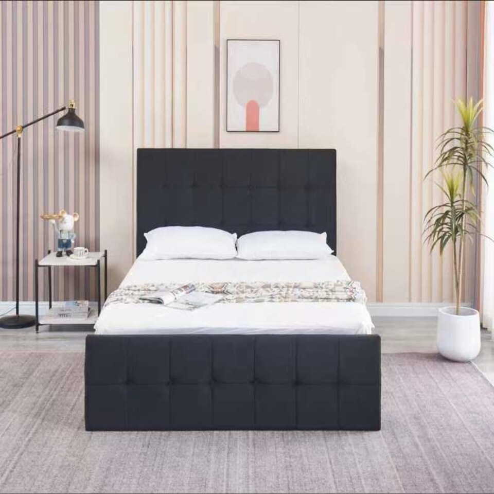 image 1 of Ottoman Storage Bed black 3ft single and 1 mattress velvet cushioned bedroom