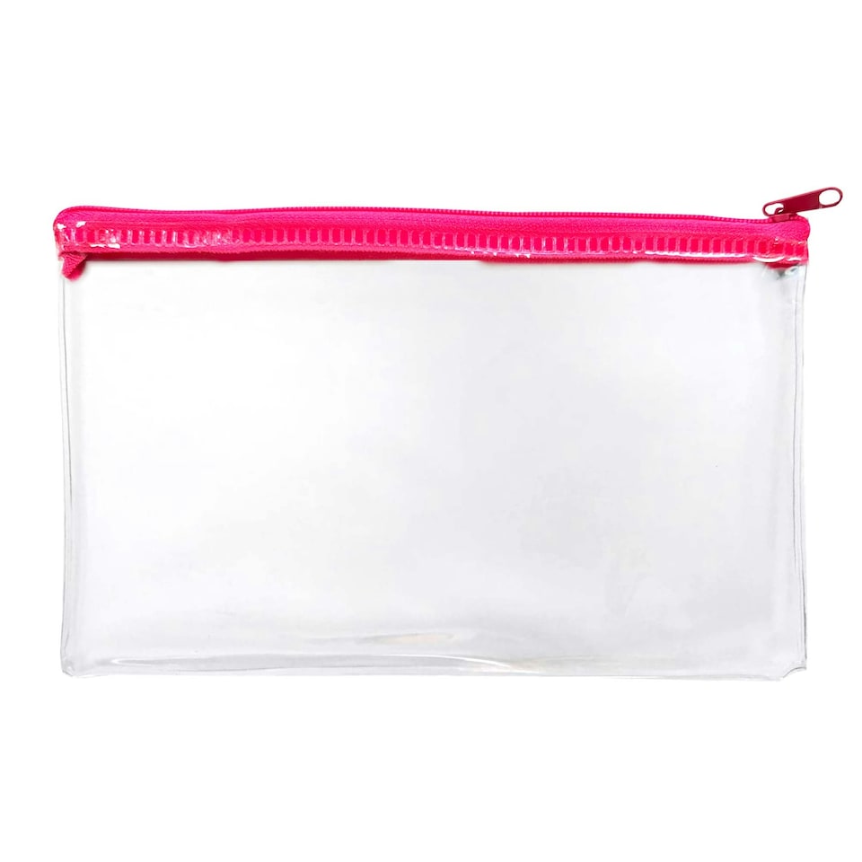image 1 of Janrax 8x5" Pink Zip Clear Exam Pencil Case