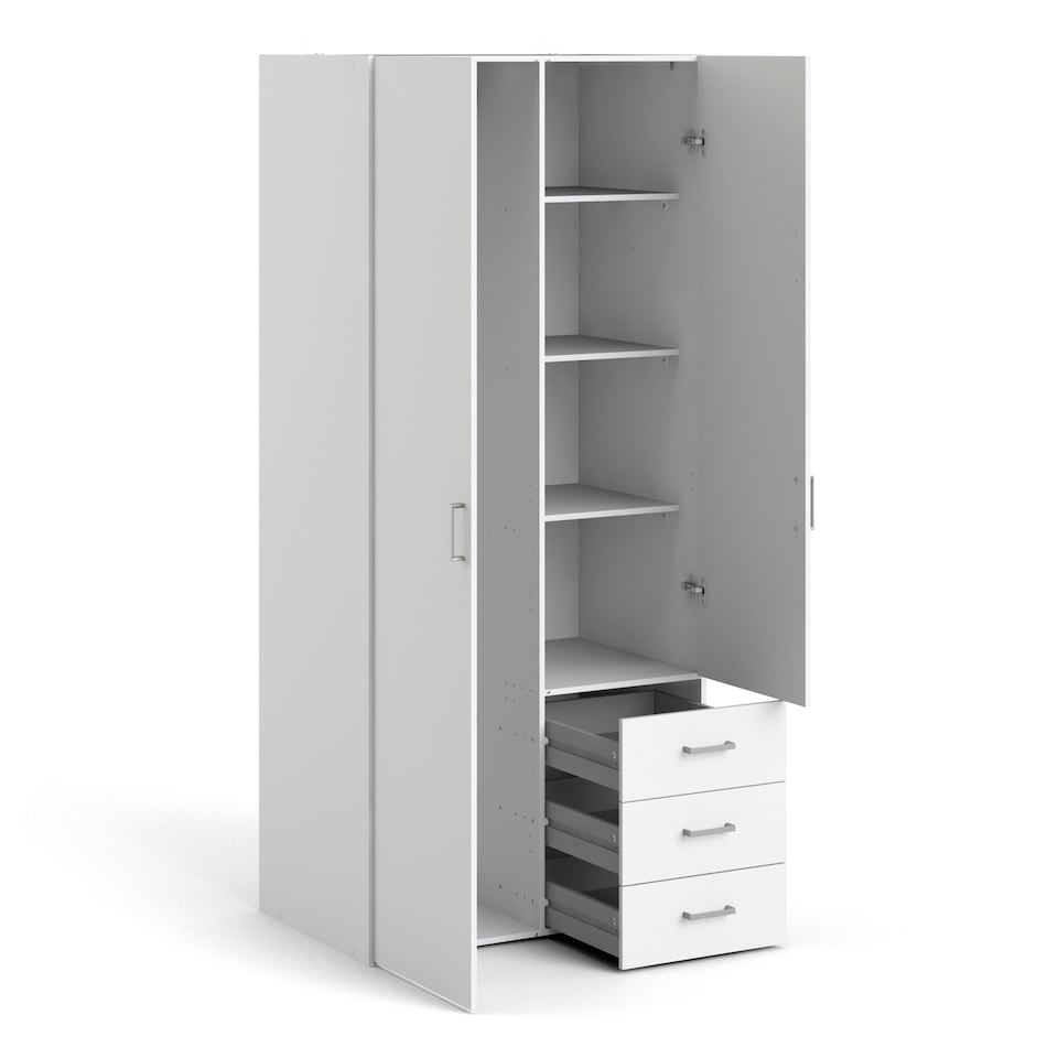 image 1 of Space Wardrobe 2 Doors 3 Drawers White 1750