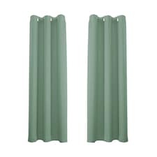 Duck Egg Eyelet Curtains - Thermal Blackout Curtains  - 66" x 72" Drop - 2 Panel Blue