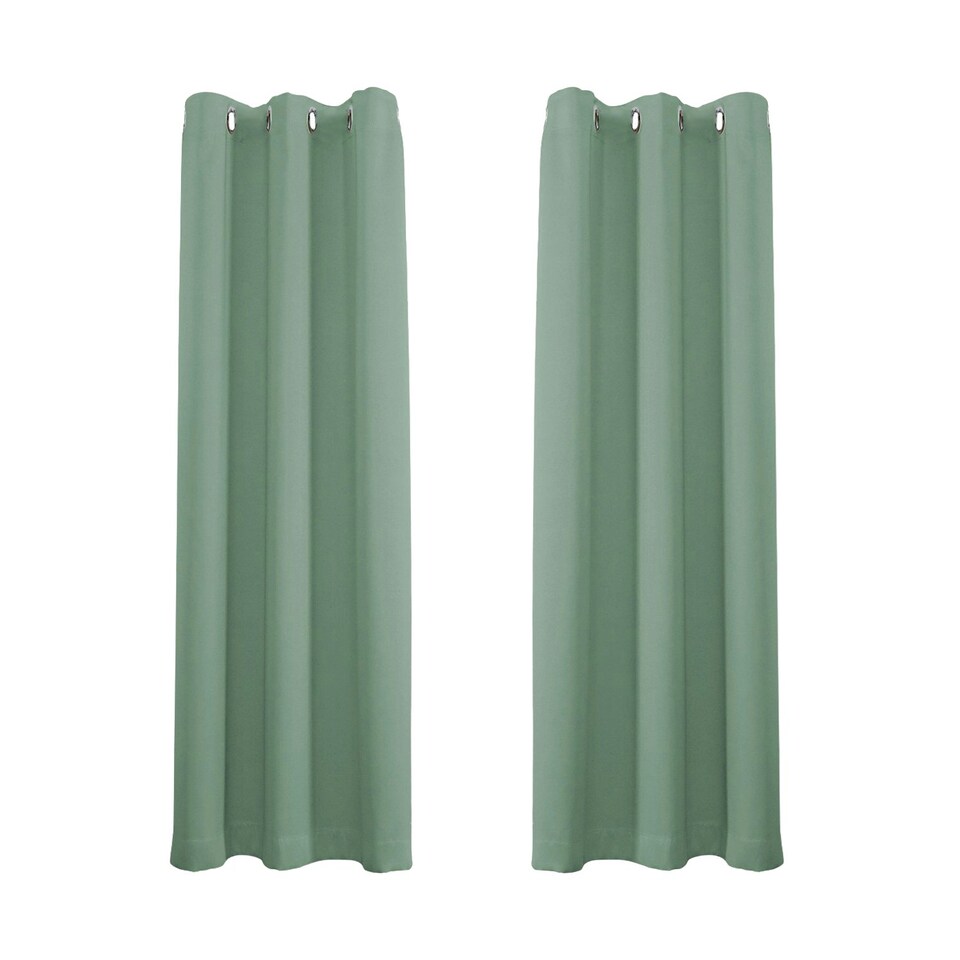 image 1 of Duck Egg Eyelet Curtains - Thermal Blackout Curtains  - 66" x 72" Drop - 2 Panel Blue
