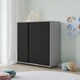 image 3 of 120cm 3 Sliding Doors Children Kids Wardrobe Bedroom Storage Closet Hanging Rail | Multi | Grey with Black Doors | 1