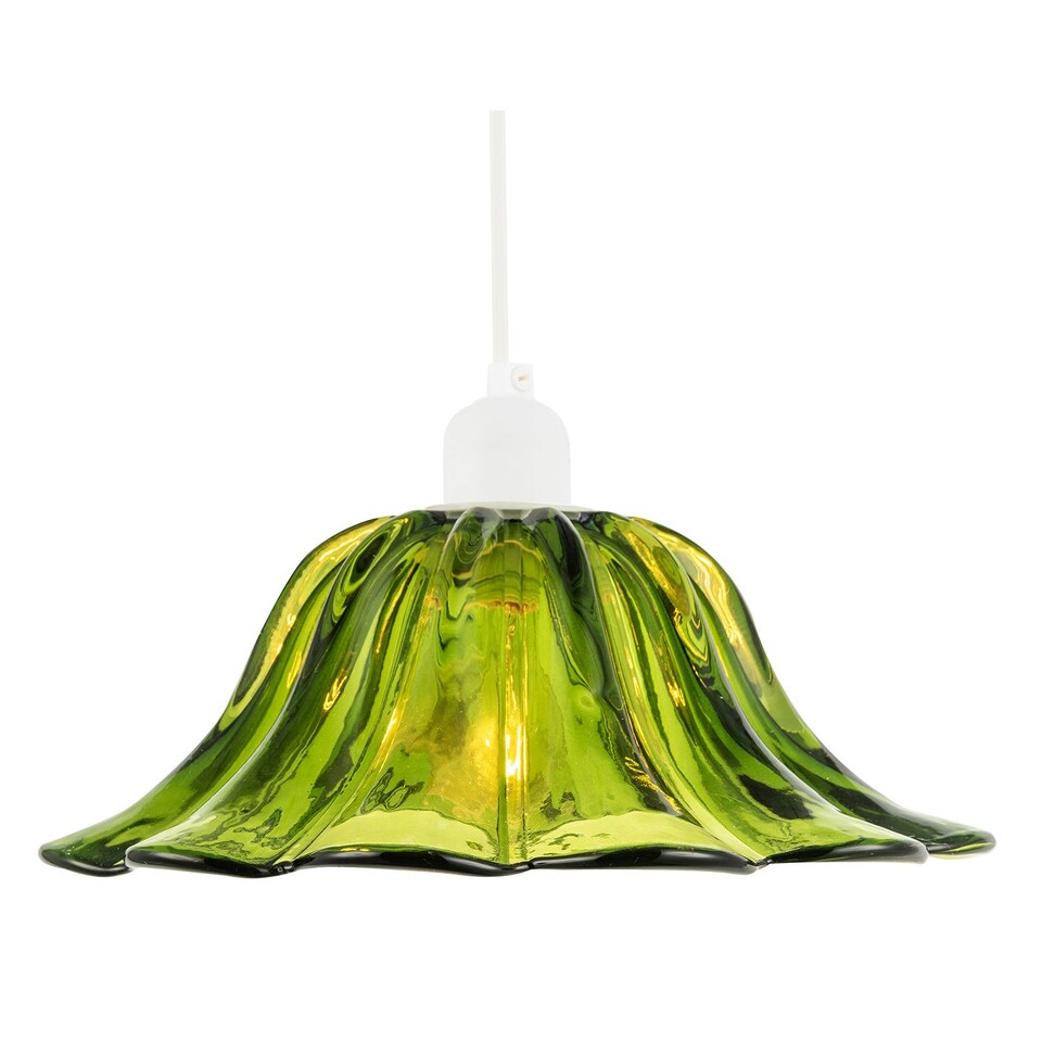 image 1 of Modern Scallop Moulded Glass Pendant Light Shade in Deep Forest Green