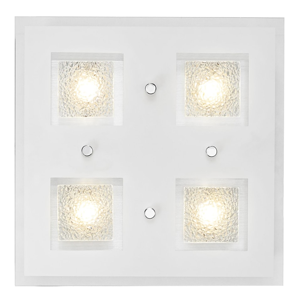 image 1 of Modern Chrome Square LED Bathroom Light with Clear/Frosted Glass Plate | Silver | Satin Nickel | 1
