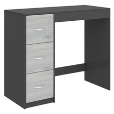 3-Drawer Wooden Desk and Dressing Table - Multi-Functional, 79.5x93x40 cm | Black | Black & Ash Grey | 22.5 x 43.5 x 98.5 | 1