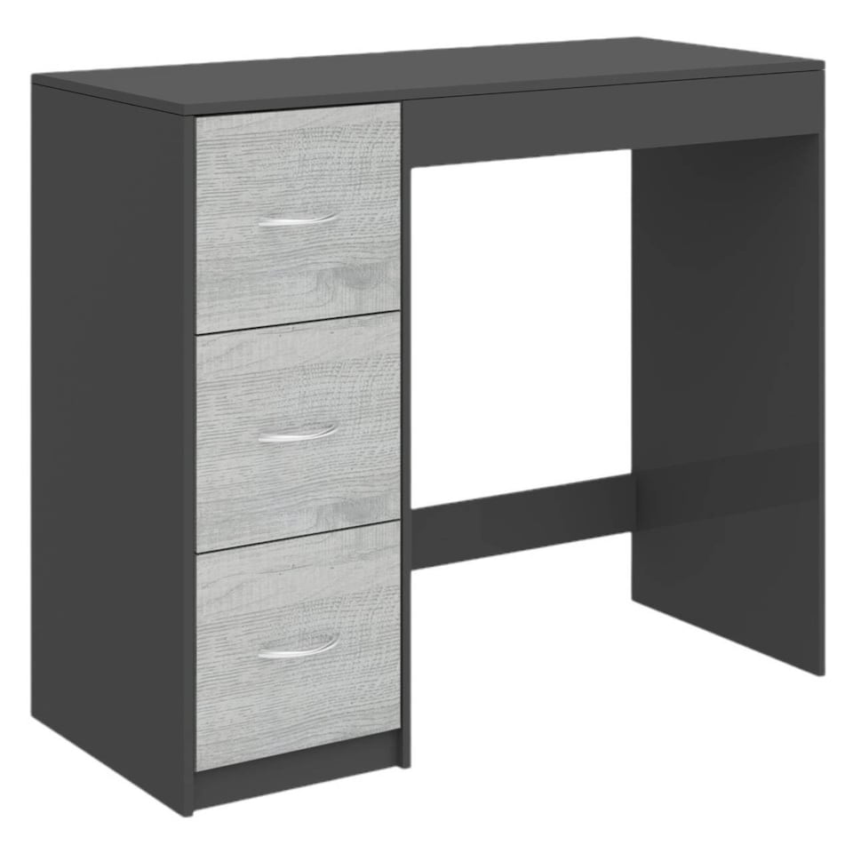 image 1 of 3-Drawer Wooden Desk and Dressing Table - Multi-Functional, 79.5x93x40 cm | Black | Black & Ash Grey | 22.5 x 43.5 x 98.5 | 1