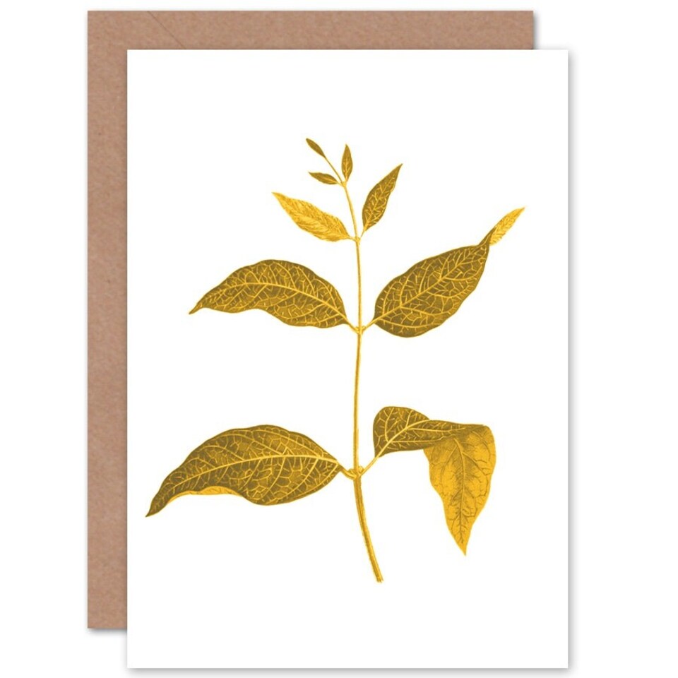 image 1 of Botanics Gold Grey Leaves Just To Say Blank Art Card