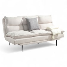 Sennen Cushion Padded Fabric 3 Seater Large Single Clic-Clac Sofa Bed | Cream | Natural | Three Seater