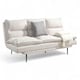 image 1 of Sennen Cushion Padded Fabric 3 Seater Large Single Clic-Clac Sofa Bed | Cream | Natural | Three Seater