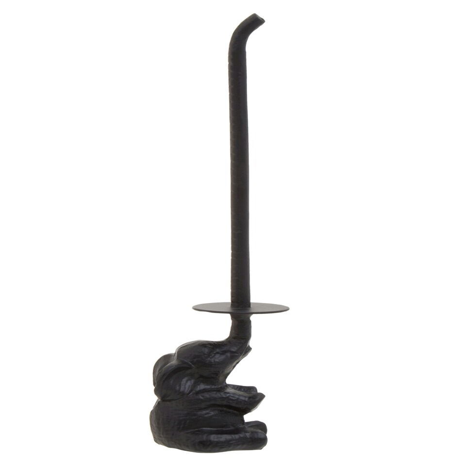 image 1 of Interiors By Premier Elegant Black Elephant Toilet Roll Holder, Classic Toilet Roll Holder For Washroom, Durable Roll Holder