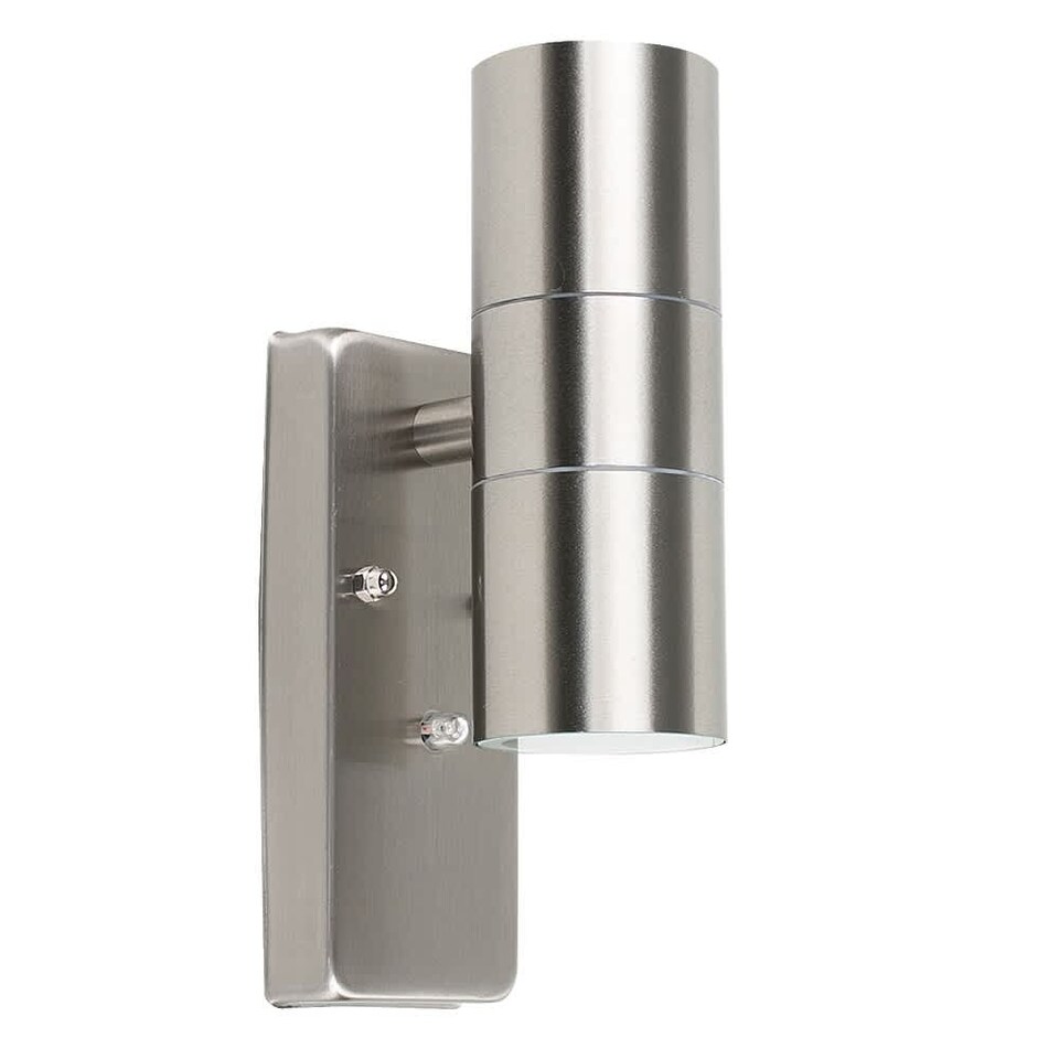 image 1 of ValueLights Brushed Chrome IP44 Rated Up Down Outdoor Security Wall Light