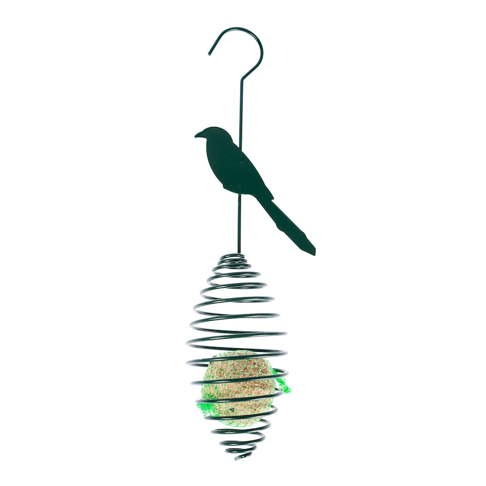 image 1 of Homescapes Metal Spring Bird Feeder with Bird Decoration, Great Tit