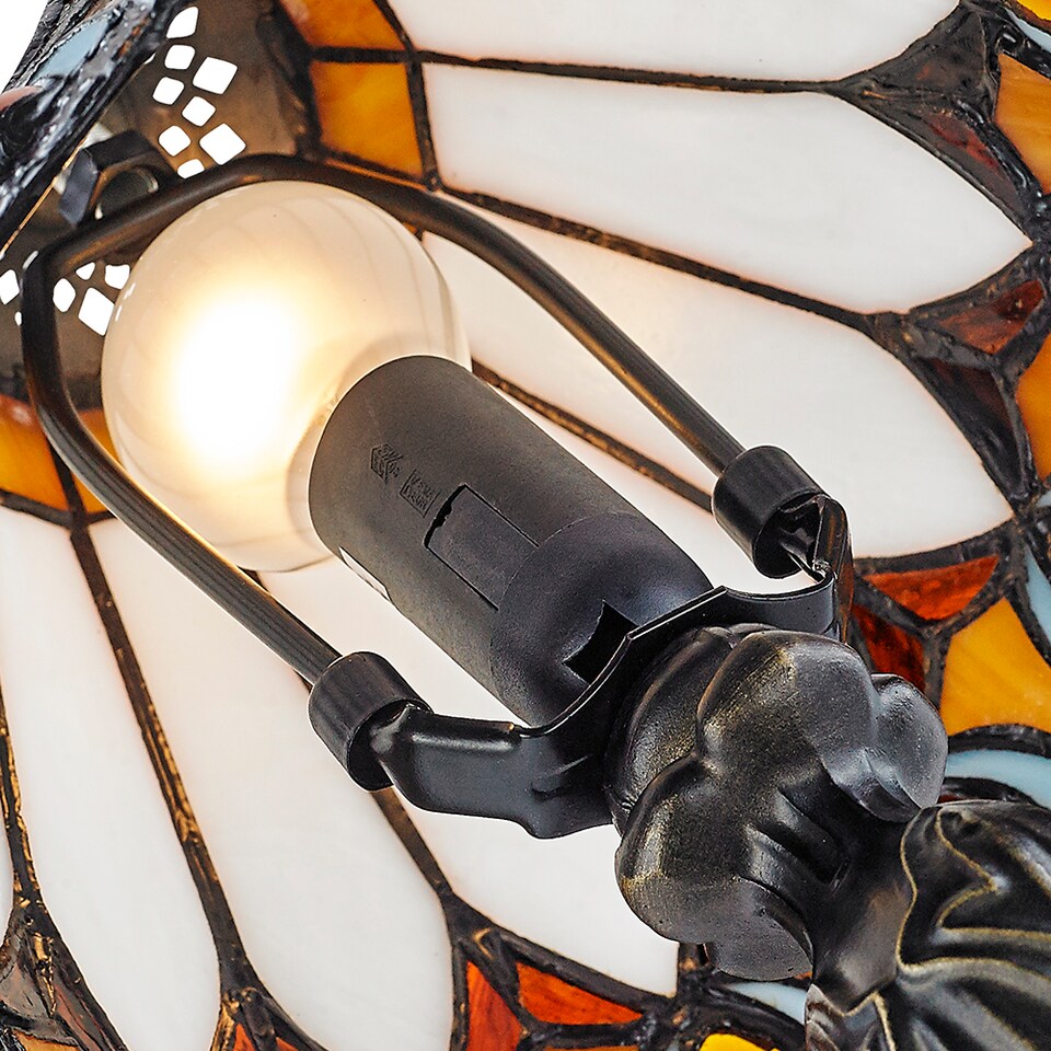 image 1 of Art Denergy savingTiffany Glass Table Lamp with Amber Shade | Orange