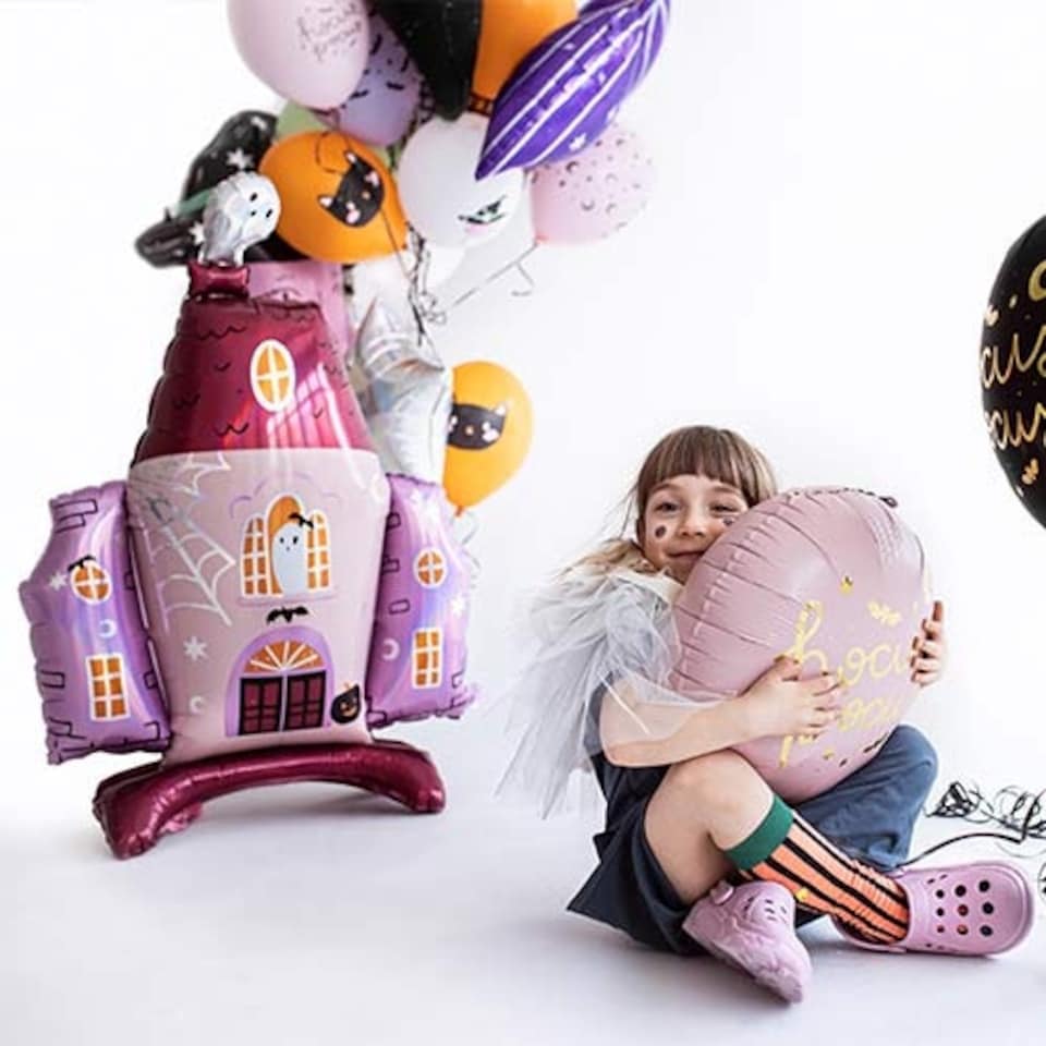 image 1 of Halloween Pink Haunted House Air Fill Foil Giant Balloon 94cm / 37 in