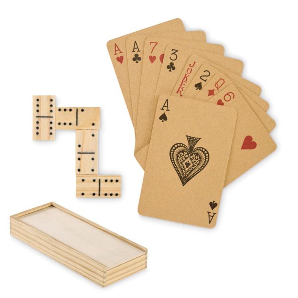 image 1 of MidOcean Domi & Cards Domino And Card Set | Bronze | Wood | 1