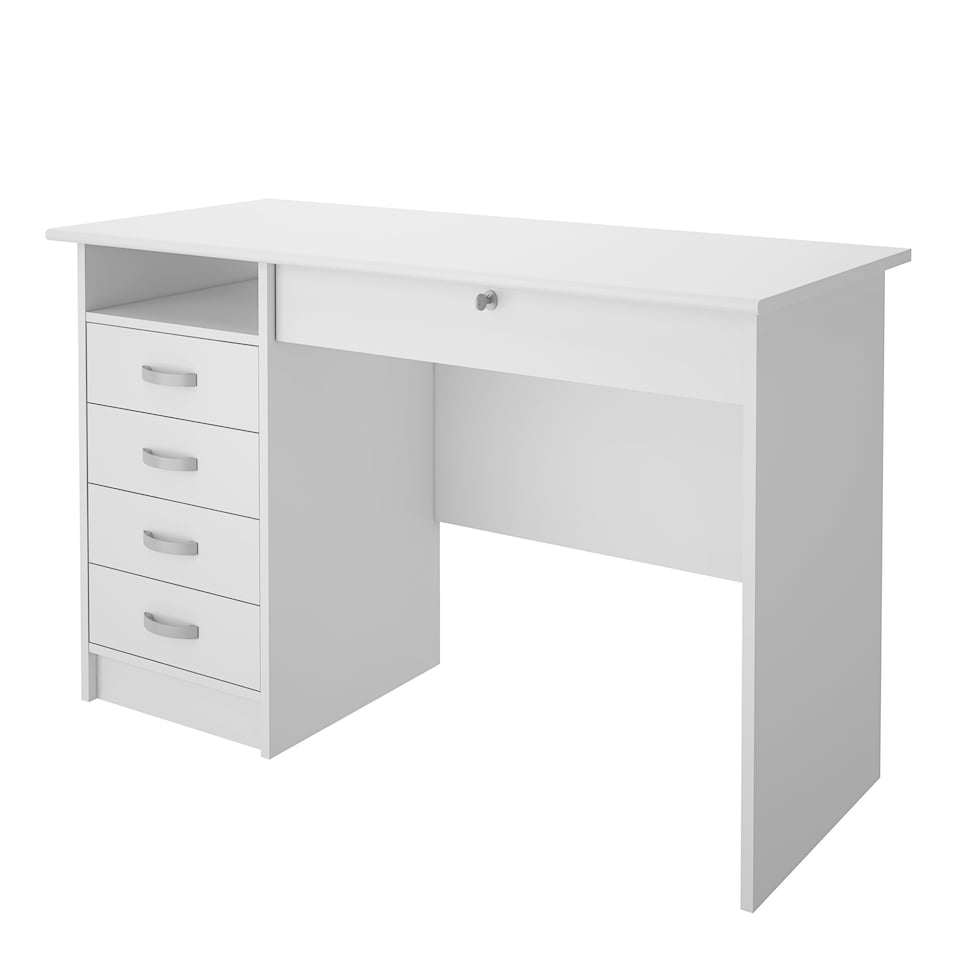 image 1 of Function Plus Desk 5 Drawers in White