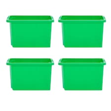 Wham Stack & Store 4 x 24L Plastic Storage Boxes | Green | 4
