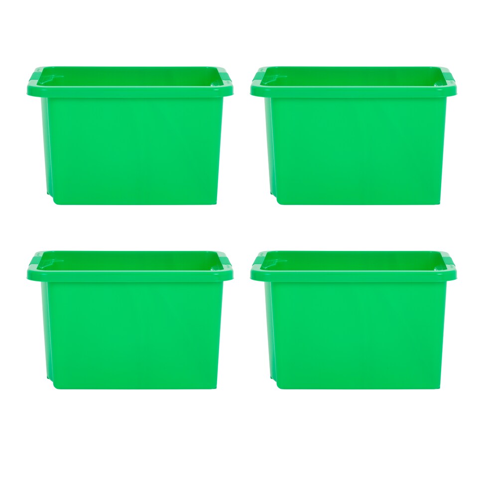 image 1 of Wham Stack & Store 4 x 24L Plastic Storage Boxes | Green | 4