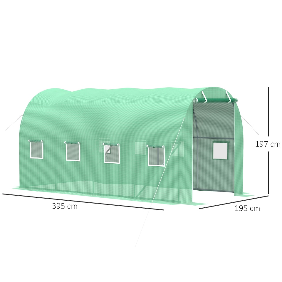 image 1 of Outsunny 4 x 2M Polytunnel Walk-in Garden Greenhouse with Zip Door and Windows