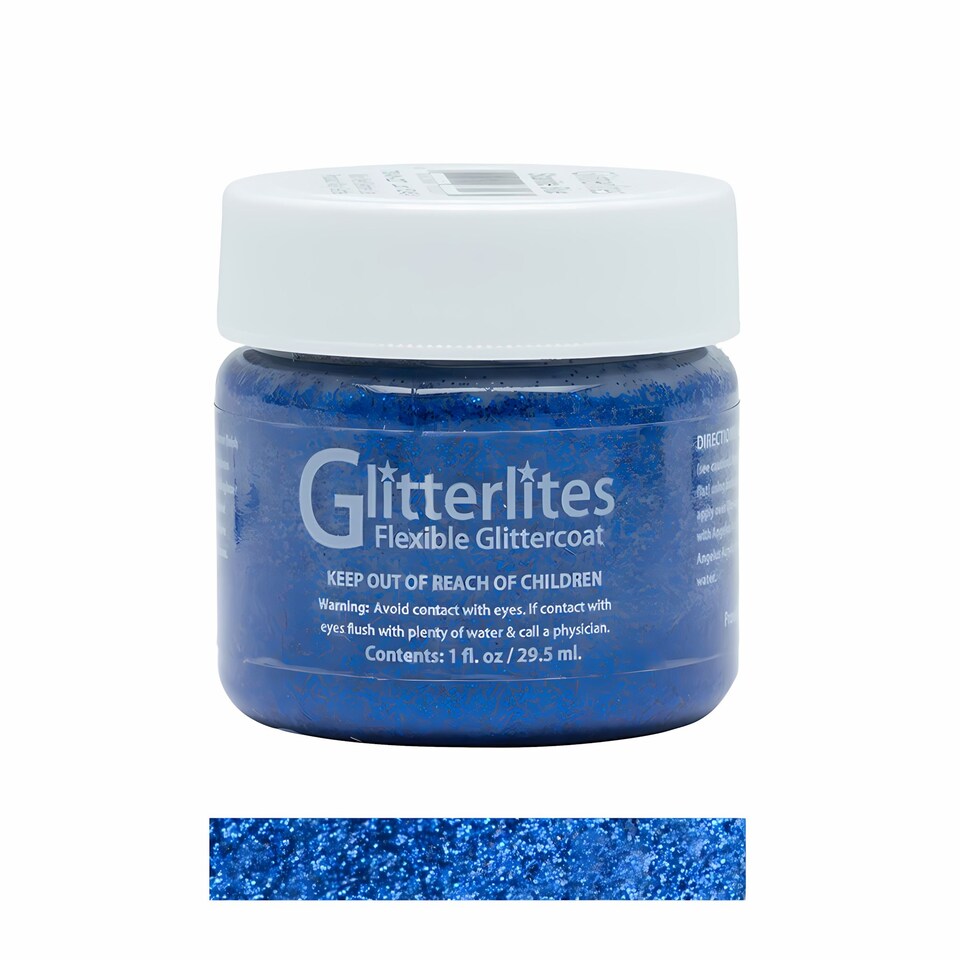 image 1 of Angelus Glitterlites Paint - Sparkling Glitter Effects for Leather 1oz | Blue | Starlite Blue