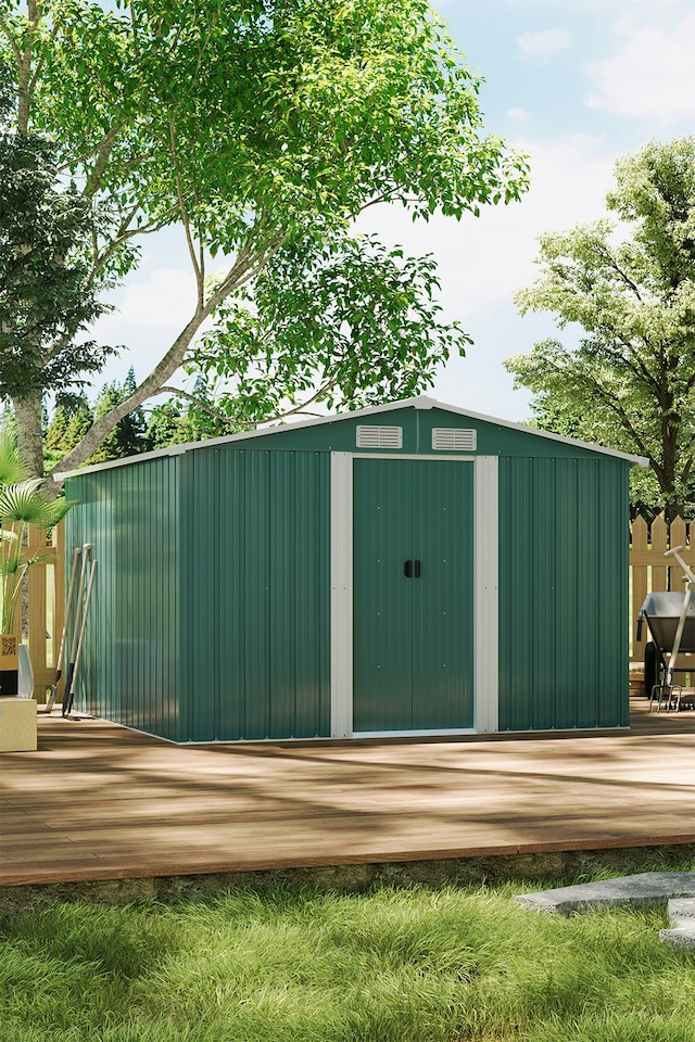 image 1 of Living and Home Large Garden Storage Shed - Green 257 x 259 x 178cm