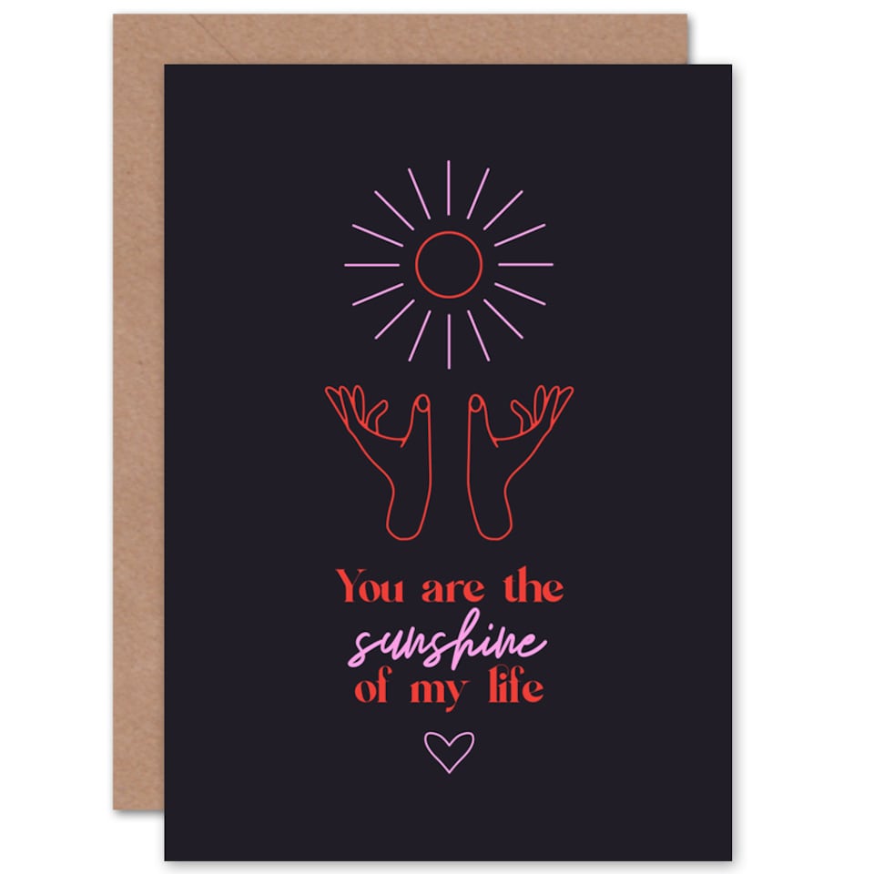 image 1 of Line Art Hand Sunshine of My Life Love Valentines Greetings Card