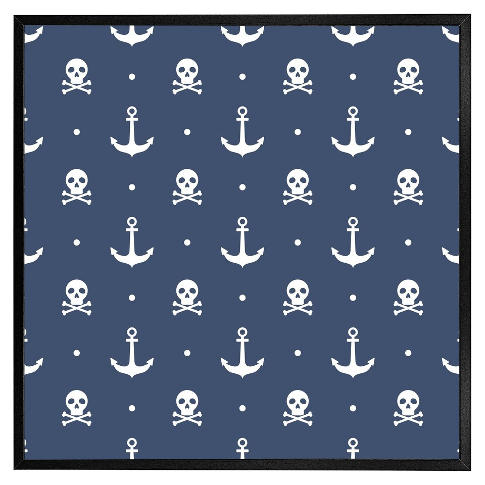 image 1 of Anchor with skull & bones (Picutre Frame) Grey | L